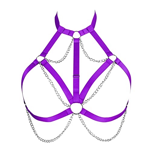 Plus Size Body Harness BH Damenmode Unterwäsche Punk Hollow Cupless BH Punk Gothic Karneval Tanzkostüm