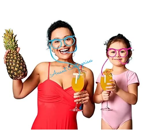 Anant Enterprises 3 Pcs Crazy Silly Straw for Kids - Colorful Drinking Glasses Straws | Perfect Birthday Return Gifts & Party Favors Multicolor (Pack of 3)