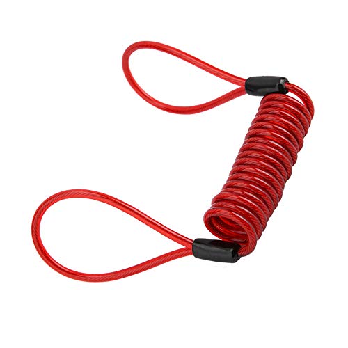 Leapiture Disc Lock Cable Anti-Theft Coil Cable Warning Rope PVC Motorcycle Bicycle Disc Brake Lock Reminder Cable Red