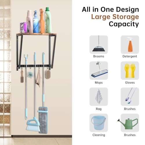 Rangement de garage et buanderie : support mural pour balais et outils - 5