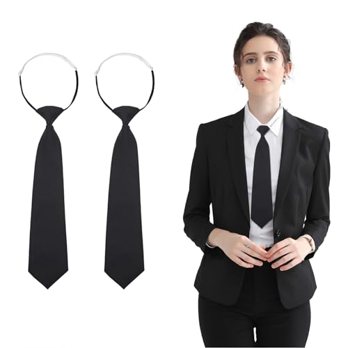 Goiern 2 Corbatas Negras para Mujer, Larga y Estrecha, JK Uniforme, Ajustable para Niñas, Graduación, Boda de Negocios, Negro, L