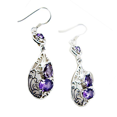 Boucles d'oreilles améthyste en argent véritable de style victorien chic - 3