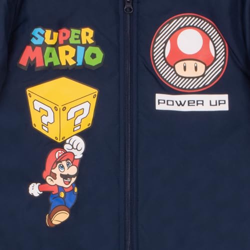 Nintendo Super Mario Bros Boys Varsity Bomber Jackets Zip-Up Mario Luigi and Bowser Graphic Print Jacket for Kids Casual Fashion Coats (Dark Blue Size 8)3