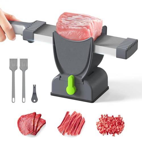 Cortadora de Carne para Carne Fresca Cruda, Espesor Ajustable 2 o 4 mm, Cuchillo de Cocina de Acero Inoxidable, Cortador Manual de Carne para Carne de Res, Cerdo, Salmón, No Apto para Carne Congelada