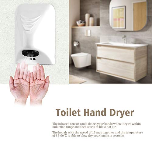 Hand Dryer - Electric Automatic Induction Hands Drying Device for Household Hotel 1000W, White - Image 4