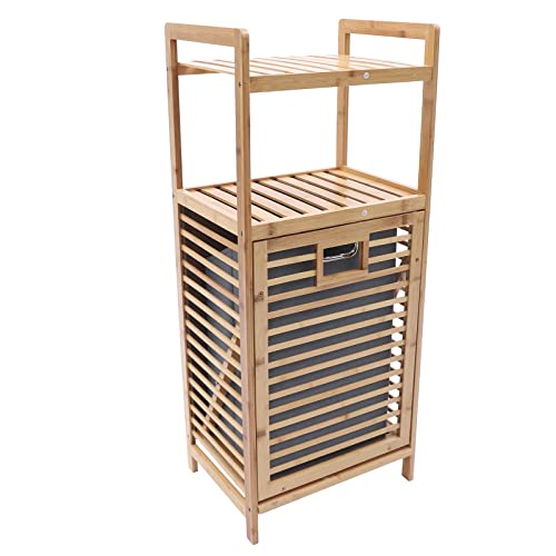 image for Eapmic 3-Tier Organizer Storage Shelf with Bamboo Frame and Pull Out F
