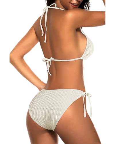 Image of Tempt Me Women Triangle Bikini Sets Halter Two Piece Sexy Swimsuit String Tie Side Bathing Suit
