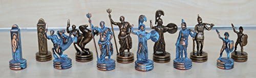 Manopoulos Greek Mythology Chess Set - Blue-Copper - Handmade in Greece