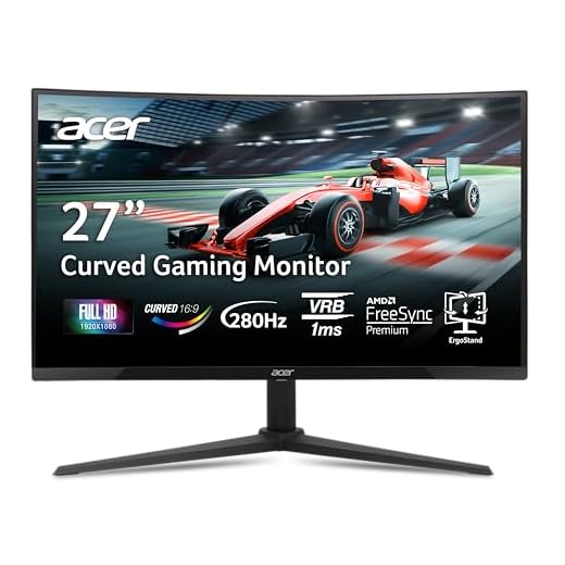 acer Nitro 27 Inch 1500R Curved Zero-Frame Full HD (1920 x 1080) Gaming Monitor | AMD FreeSync Premium | Up to 280Hz Refresh | 1ms VRB | One Display Port 1.4 and Two HDMI 2.0 Ports | XZ270