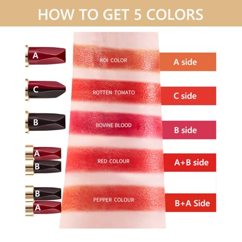 3 Colors In 1 Lipstick for Women, High Pigmented Lipstick, Glossy Silky Feeling Lip Colors, Suitable for Daily Makeup Looks, Vintage and Exquisite Appearance, Ideal Gift for Women