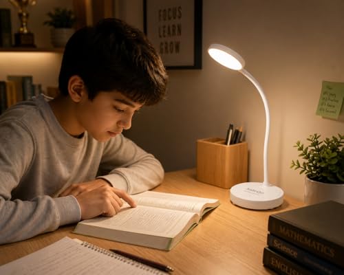 Image of SaleOn Rechargeable LED Study Table Lamp with Mobile Holder, Touch Control, Stepless Dimming, 3 Color Modes, USB Charging, Eye Care Desk Light for Reading & Study | 6 Month Warranty