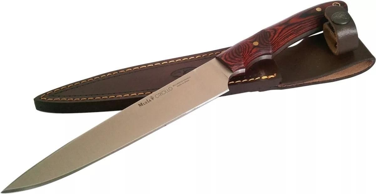 LO TRINCO YO Muela CRIOLLO- 20 R hoja de acero MoVa de 20 cm y empuñadura de madera de Coral para Caza, Pesca, Supervivencia y Bushcraft