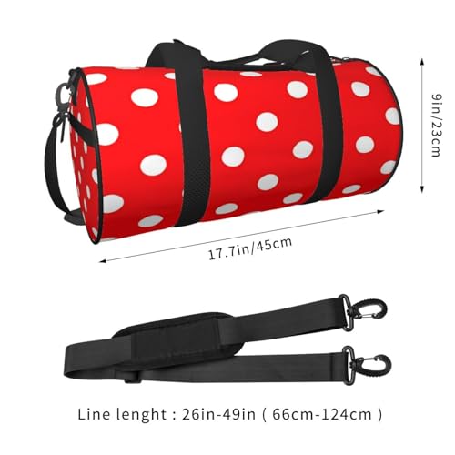 Travel Duffle Bag for Men Women, Red Polka Dot Duffle Bags for Sport Gym Overnight Luggage4