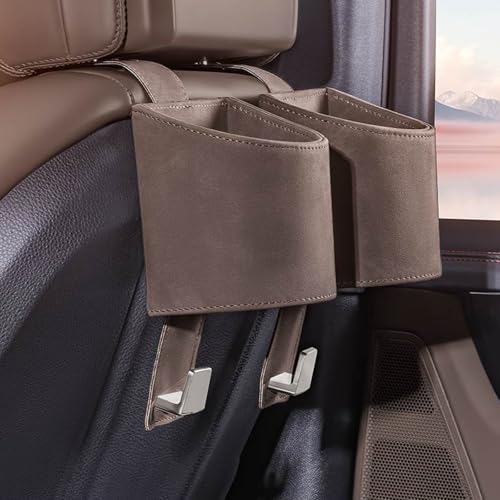 レクサス LBX 2023年12月?現行に適用 車用 後部座席用 ドリンクホルダー ヘッドレストフックタイプ カップホダー&小物収納 車用収納増設 シートポケットウォーターボトル対応 カーアクセサリー 簡単取り付(茶色,2つ)