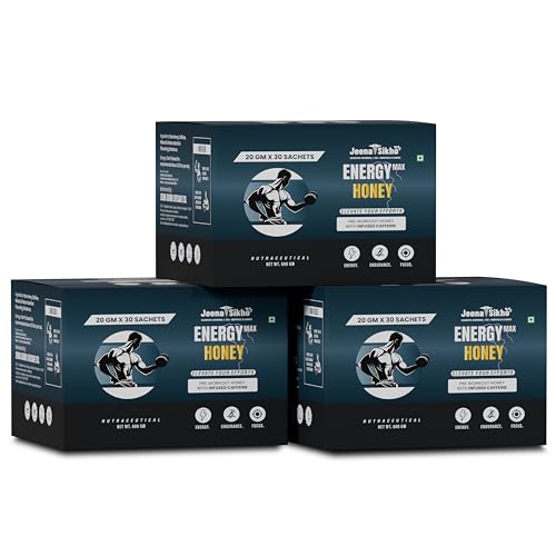 Image of Jeena Sikho Energy Max Honey | Pre-Workout Honey with Caffeine | Provides Energy, Endurance & Focus | Raw Honey Based Nutraceutical | 30 sachets (20g each), Pack of 3
