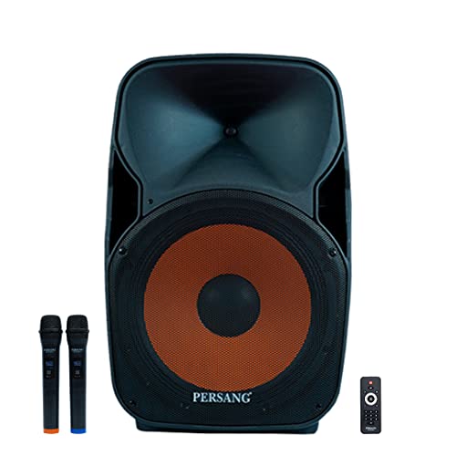 Persang Lucas 15AB Public Address Speaker with 150 Watts RMS, PA Speaker with 1 Wireless Mic, Remote Control | 38.01 CM Woofers, Fm Radio, Bluetooth, USB Sd Card Slot Connectivity – Black Color