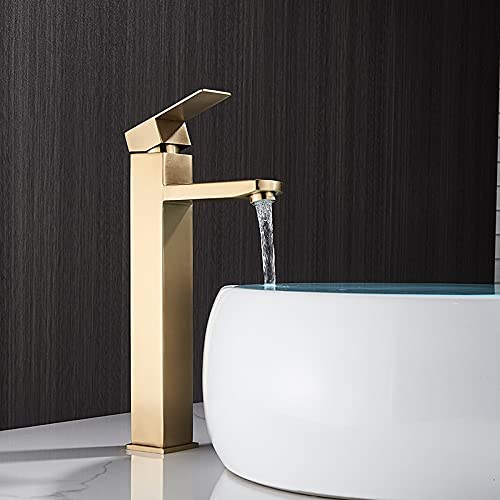 Robinet de grue à eau chaude et froide avec cartouche céramique or brossé haut