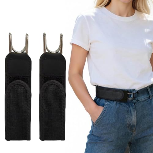 2pcs Crochet De Ceinture Sans Boucle - Ceinture Élastique À Crochet Métallique, Ajustable Latéralement Et Invisible, Ceintures Unisexe Ajustable Pour Les Jeans Et Les Pantalons De Travail En Extérieur
