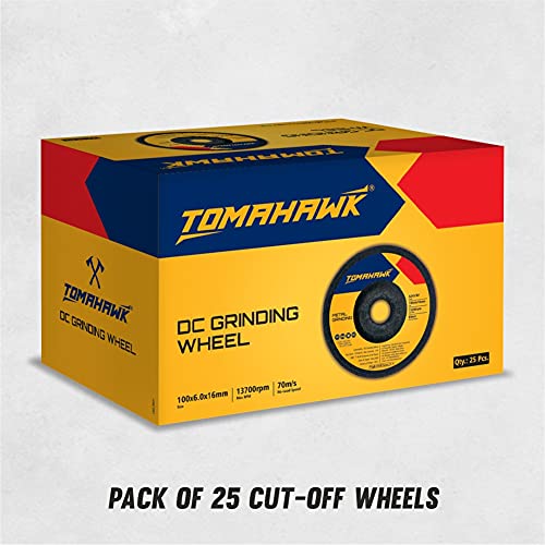 Image of TOMAHAWK 4 inch Metal Grinding Abrasive Wheel for Angle Grinders, Pack of 10pcs 100.x6.0x16mm - Black (10) (25) | Heavy Duty & Durable Build | Ideal for Home, DIY & Professional Use