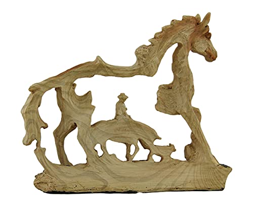 Estatua Western de Vaquero y Caballo de Resina miniatura 3
