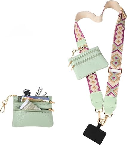 Phone Strap With Zippered Pouch, Soft And Silky Strap Fabric, Clip And Go Strap For Phone With Wallet Crossbody For Keys Cash Etc, Clip And Go Strap With Wallet Pouch And Phone Clip-image-3