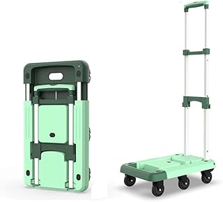 Multi-purpose trolley, universal wheel, trolley, brake, pull rod, trolley, carriage, trolley, folding trolley, small trolley, silent flat car, truck (Green)
