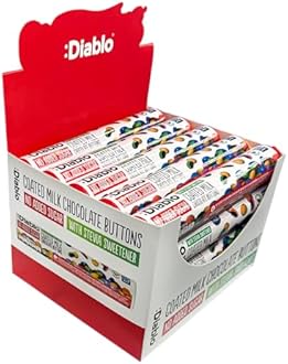 Diablo No Added Sugar Coated Milk Chocolate Buttons - Sweetened with Stevia, Ideal for Gifting, Perfect for Chocolate Gift Box, Great for Christmas, Birthdays & Special Occasions - 22g (Pack of 20)