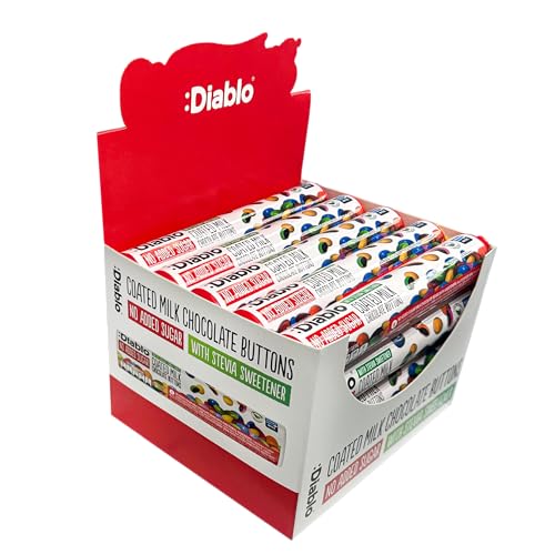 Diablo No Added Sugar Coated Milk Chocolate Buttons - Sweetened with Stevia, Ideal for Gifting, Perfect for Chocolate Gift Box, Great for Christmas, Birthdays & Special Occasions - 22g (Pack of 20)