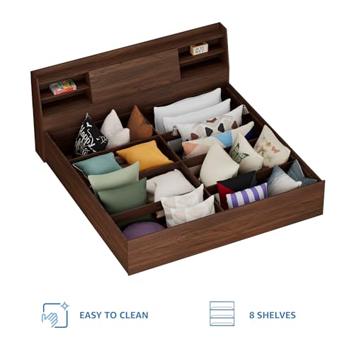 Image of Amazon Brand - Solimo Altamore Engineered Wood King Bed with Headboard and Box Storage (Walnut Finish)