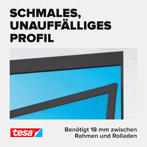 tesa Insect Stop ALU Comfort Fliegengitter für Türen - Insektengitter mit Aluminium-Rahmen & Clear View - Tür Insektenschutz - Anthrazit, 100 cm x 220 cm