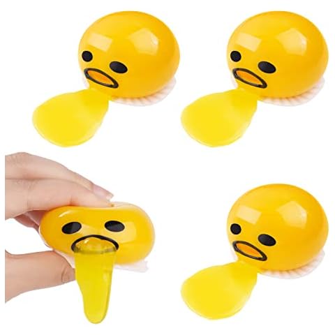 Ainiv Squeezing Egg Sensory Toys, 4PCS Sucking & Puking Yolk Vomiting Egg Toy, Fidget Pack Egg Stress Ball Yolk Vomiting for Stress Relief Cover