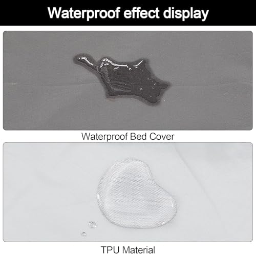 Image of RD TREND Waterproof Elastic Fitted Bedsheet, Queen Size 78x60x8 Inch, with 2 Waterproof Pillow Covers 18x28 Inch, Washable, Wrinkle Resistant Multi Dinosaur