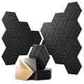 OTUOER 12Pcs Acoustic Panels with Self-adhesive, 12"X 10"X 0.4" Sound Proof Foam Panels for Walls, Hexagonal Soundproof Wall Panels High Density, Sound Panels for Home Studio Office (Black)