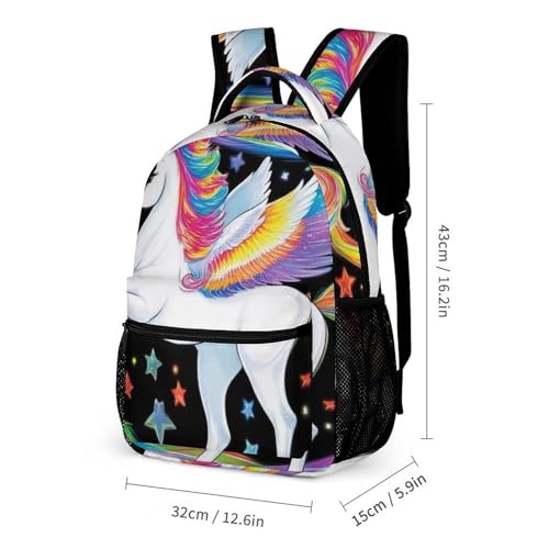 Backpack Lunch Box and Storage Bag Bookbag Set Colorful Space Rainbow Unicorns (4) Backpack Set Daypack with Lunch Bag and Cosmetic Bags2