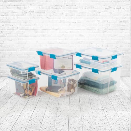 Image of Sterilite 24-Pack Gasket Box, Weather-Resistant Storage Bins with Latching Lids, 7.5 Quart - Heavy-Duty Organizing Containers for Closet, Bathroom, and Office