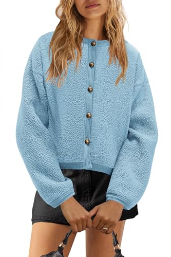 Image of Yanekop Womens Sherpa Jacket Button Down Fleece Winter Coat Fuzzy Jackets Chunky Cardigan Sweaters Open Knit Sweater