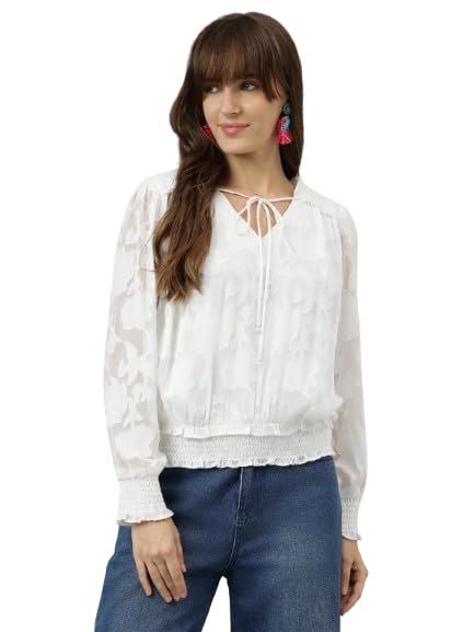 latin quarters Women White Full Sleeve Casual Solid Top-picture-20