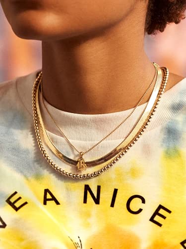 Nuzon Gold Bead Choker Necklace For Women Girls Dainty 14K Gold Plated 4Mm Beaded Ball Chain Strand Adjustable Layering Necklaces Costume Jewelry Gifts 15’’ #TOP2