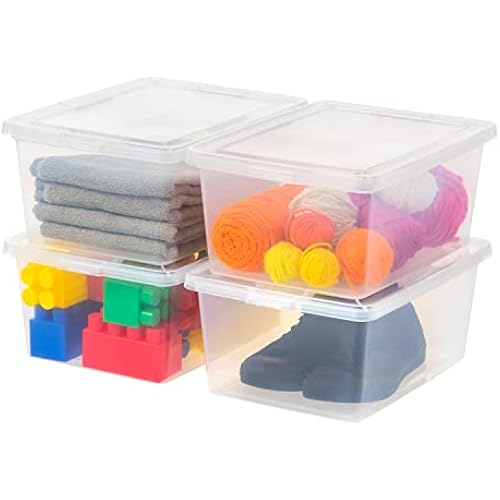 IRIS USA 4-Pack 17 Qt Storage Bins with Lids, Clear, Stackable