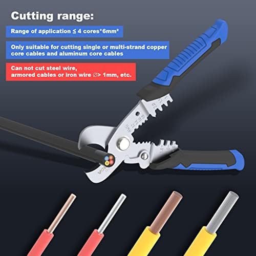VCELINK Wire Strippers Cutter 7inch Multifunction 3-in-1 Cable Cutters Electrical for Cutting Stripping and Crimping Suitable for Coax Coaxial Cable Multi-core Flexible Cable 180mm