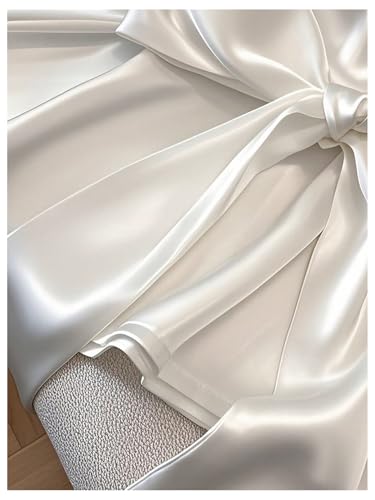 GORGLITTER Women's Bow Tie Silky Satin Vest Belted Ruffle Tops V Neck Sleeveless Dressy Shirt4