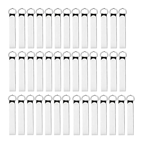 Nvanvmm 40 Pcs Sublimation Keychain Blanks Neoprene Wristlet Keychain Holder Blank Keychain, White, 16*2cm