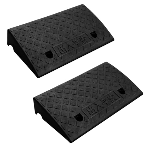 EVERGOODS 2PCS Kerb Ramp 49.6 * 27 * 8.8cm Wheelchair Ramp Slope Non-Slip Step Ramp for Car Caravan Trailer Wheelchair Disabled Acces