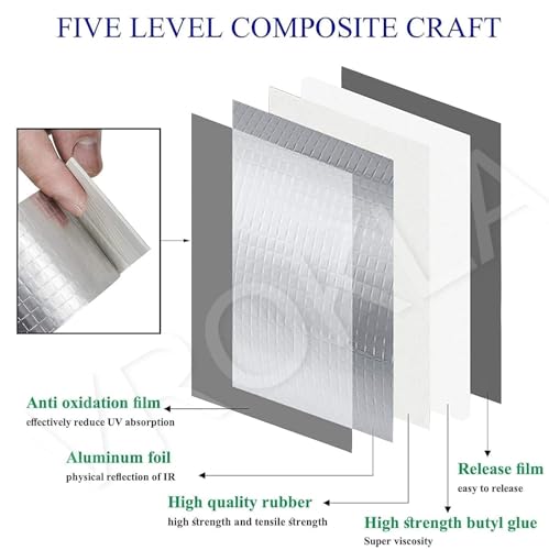 Image of Super Strong Adhesive Waterproof tape Permanent Repair Roof Water Leakage Solution Rubber Foil Suitable for Roof Leak, surface Crack, Window Sill Gap, Boat Sealing, Tank Leak (4 Inch (10CM*5M))