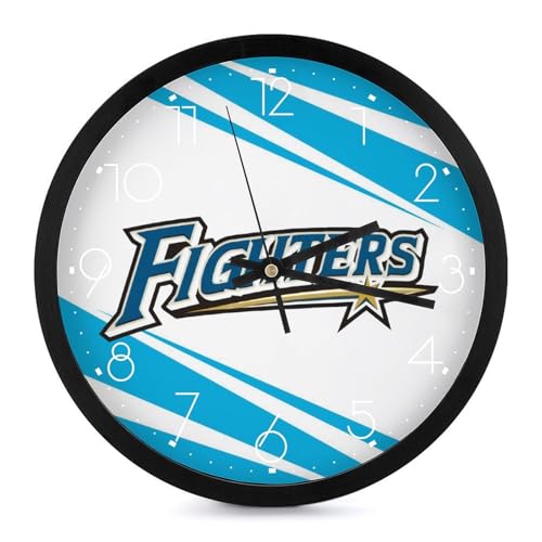 北海道日本ハムファイターズ 掛け時計 壁掛け時計 円形 静音 電池式 アラビア数字 オフィス/寝室/リビング