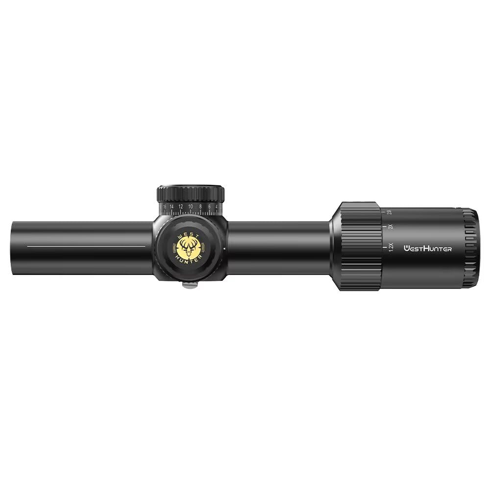 Mira Telescópica LPVO WestHunter Optics HD-N 1.2-6x24 IR, Tubo de 30 mm, Primer/Segundo Plano Focal, 1/2 MOA, Retícula Fibra Óptica/Herradura Invertida -Indicada Únicamente para Actividades Deportivas