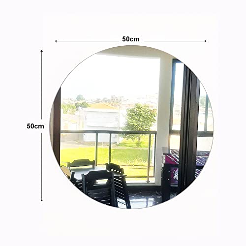 Espelho de Vidro Redondo Lapidado com LED Decorativo Banheiro Quarto Sala 50cm