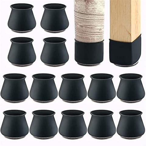Glorlliant 32 Pcs Small Chair Leg Floor Protectors for Hardwood Floors, Silicone Covers to Protect Wood Tile Floors, Felt Bottom Furniture Leg Caps Non Slip Reduce Noise (Black) Cover