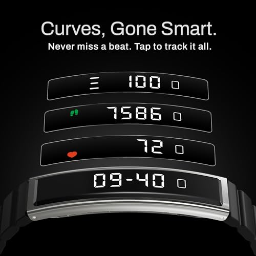 Image of Pebble Arq Smart Bracelet - Digital Display | Heart Rate & SpO2 Monitoring | Sleep Tracker | Sports Modes | Magnetic Strap | Premium Build (Jet Black)