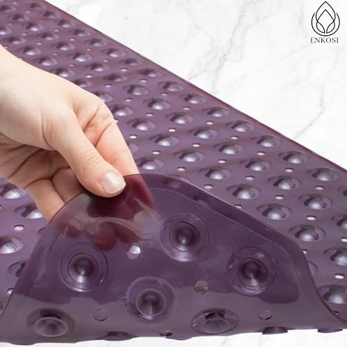 Image of ENKOSI Bath Mat - Large Non Slip Bathtub & Shower Mat - Extra Long 40 X 16 Inch Bathroom Mats for Tub Nonslip Anti Slip Bathmats (40X16 Purple 1-Pack)
